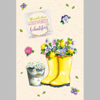 A Geburtstag Glückwunschkarte mit Umschlag Gieß mich Gummistiefel Samentütchen Herzlichen Glückwunsch