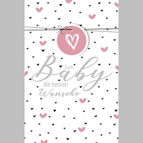 Produktbild von Geburt Baby Mädchen Karte Mit Umschlag Folienfrei Unverpackt Greenline