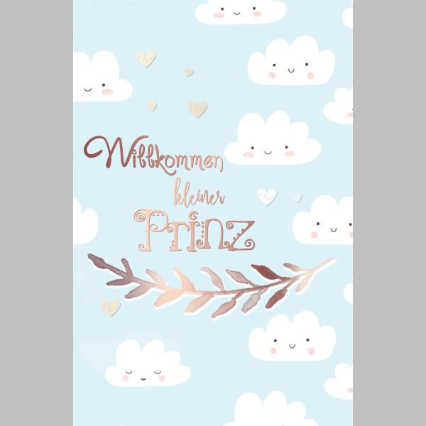 Geburt Baby Glückwunschkarte mit Umschlag Blau Willkommen kleiner Prinz