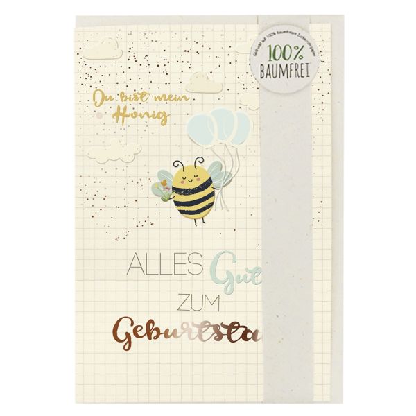 Geburtstagskarte Unverpackte Glückwunschkarte mit Umschlag Greenline Biene Alles Gute