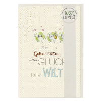Geburtstagskarte Unverpackte Glückwunschkarte mit Umschlag Greenline Kleine Monster Alles Glück Der Welt