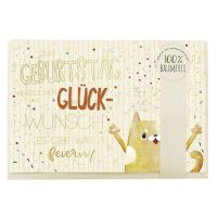 Geburtstag Karte mit Umschlag folienfrei unverpackt Greenline Katze 23