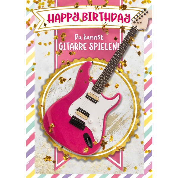 Geburtstagskarte Zum 16. – Mit E-Gitarren-Motiv, 22,9 X 15,2 Cm, Inkl. Umschlag, Für Jungs