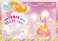 Kindergeburtstag - Flashlight - Soundkarte und Lichtkarte im Format 14,8 x 21,0 cm - "Cupcake Girl" - Kerze ausblasen