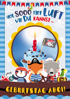 Kindergeburtstag - Flashlight - Soundkarte und Lichtkarte im Format 14,8 x 21,0 cm - "Cupcake Boy" - Kerze ausblasen