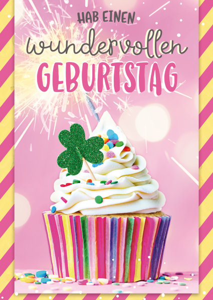 Geburtstag - Flashlight - Soundkarte und Lichtkarte im Format 14,8 x 21,0 cm - "Muffin Wunderkerze"
