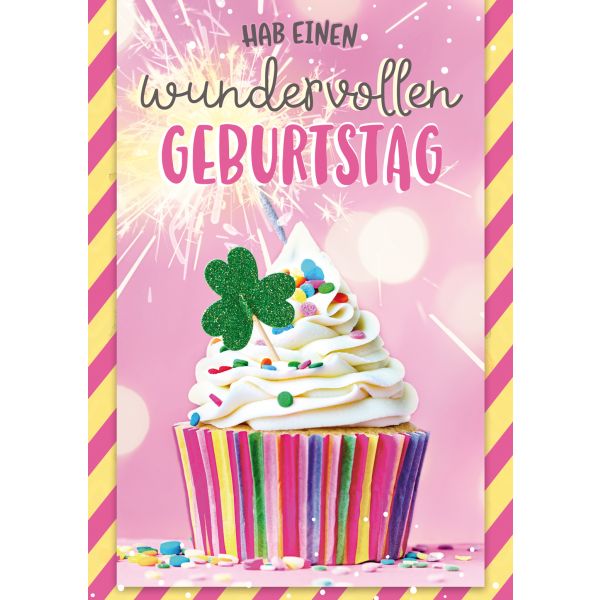 Geburtstag - Flashlight - Soundkarte und Lichtkarte im Format 14,8 x 21,0 cm - "Muffin Wunderkerze"