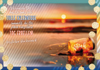Geburtstag - Flashlight - Soundkarte und Lichtkarte im Format 14,8 x 21,0 cm - "Glück Strand" - Geburtstag maritim
