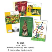 A Ostern Mehrfachpackung 5 Karten Hase Blumen Schrift...