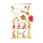 Ostern Naturkarton Glückwunschkarte mit Umschlag gezeichneter Osterhase mit Tulpen bunte Ostereier