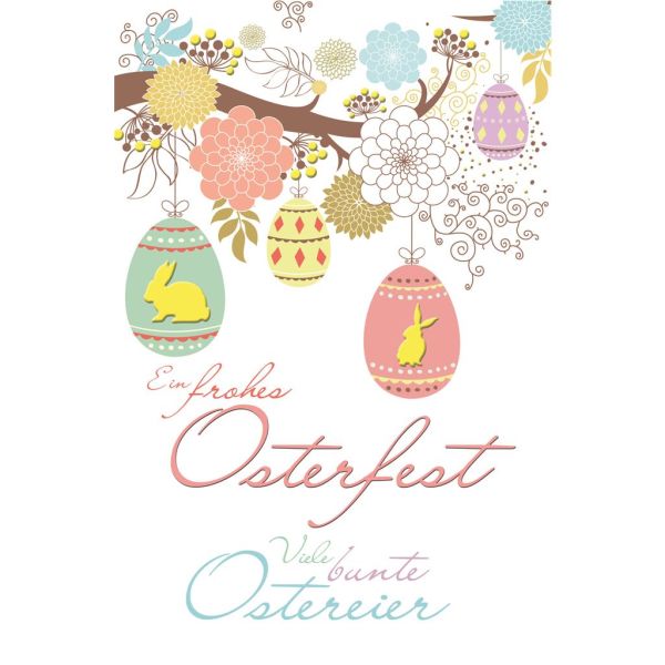 AV Ostern Glückwunschkarte mit Umschlag "Ein frohes Osterfest und bunte Ostereier"