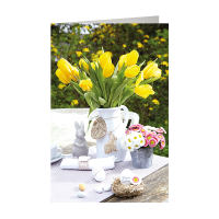 Ohne Text - Ostern - Glückwunschkarte im Format 11,5 x 17 cm mit Umschlag - gelbe Narzissen, Osterglocken