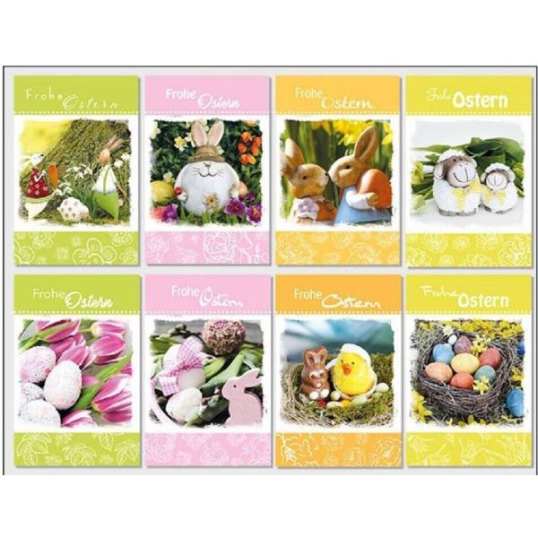 A Osterkarten 100 Grußkarten mit Umschlag sortiert Bundle-UVP € 150,00 Hochformatig Hase Eier Blumen