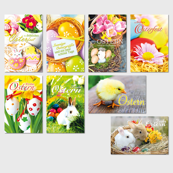 Ostern - 100 Glückwunschkarten sortiert mit Umschlägen á € 1,25 - Bundle
