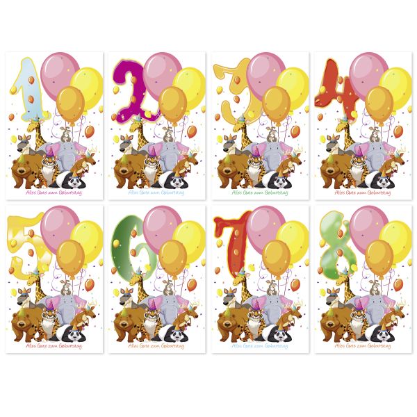 100-er Kasten Kinder 1-8 Glückwunschkarten im Format 11x16cm mit Umschlägen UVP pro Karte: € 1,50