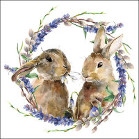 Ostern - Servietten Lunch – Napkin Lunch – Format: 33 x 33 cm – 3-lagig – 20 Servietten pro Packung – Rabbit Wreath FSC Mix