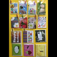 Geburtstag – Klammerkarten – Minikarten - Glückwunschkarte im Format 5,5 x 7,5 cm mit Umschlag