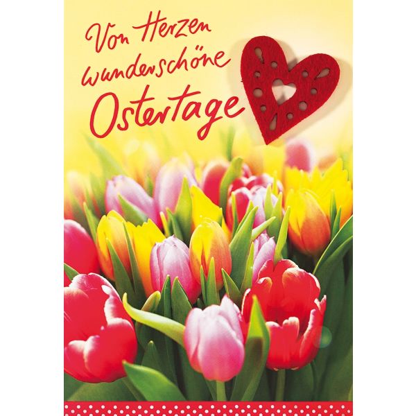 Ostern bunte Tulpen Von Herzen wunderschöne Ostertage Grußkarte mit Umschlag