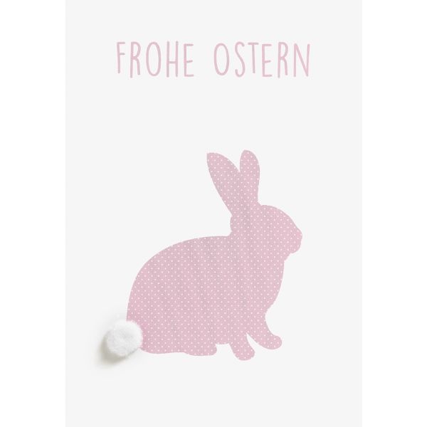 Ostern rosa Hase mit Blume Grußkarte mit Umschlag