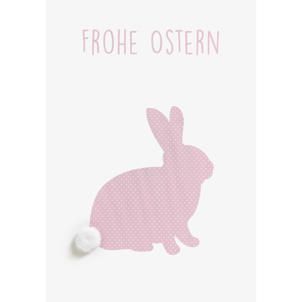 Ostern rosa Hase mit Blume Grußkarte mit Umschlag