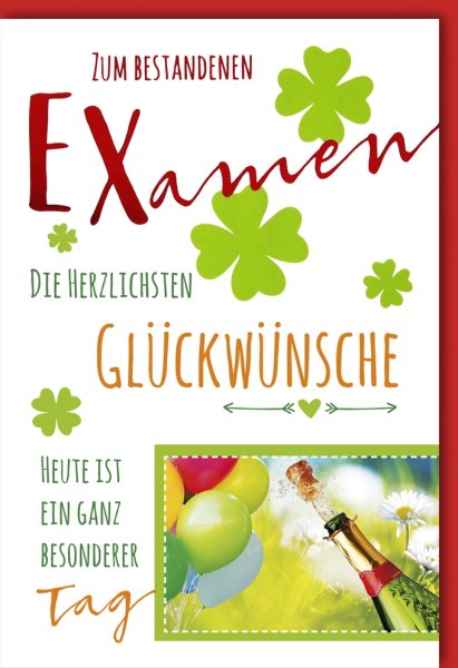 A - Examen - Glückwunschkarte im Format 11,5 x 17 cm mit Umschlag - Zum Examen - Verlag Dominique