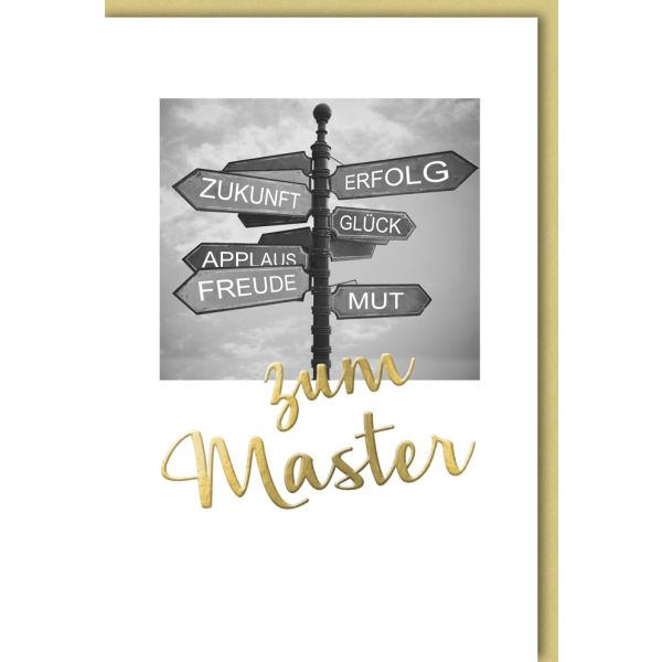 Master Glückwunschkarte mit Umschlag zum Master Wegweiser