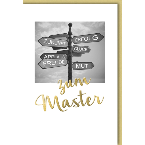 Master Glückwunschkarte mit Umschlag zum Master Wegweiser