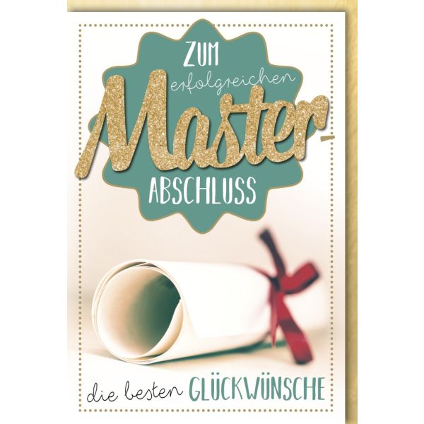 Master - Glückwunschkarte im Format 11,5 x 17 cm mit Umschlag - Zum M