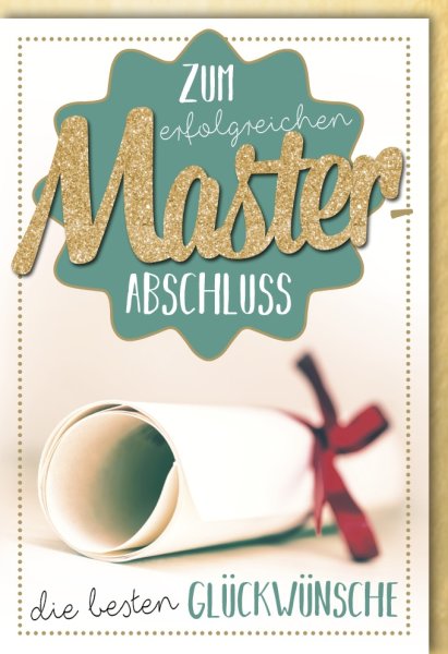 Master - Glückwunschkarte im Format 11,5 x 17 cm mit Umschlag - Zum Master - Verlag Dominique