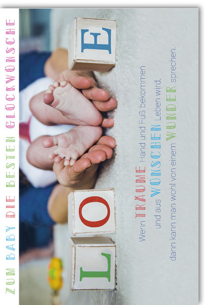 Geburt – Baby – Freudiges Ereignis - Farfalla - Karte mit Umschlag