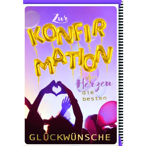 Konfirmation Karte mit Umschlag von Herzen