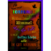 A Kommunion Karte mit Umschlag Himmel mit Taube