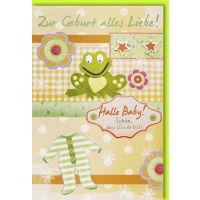 Geburt Baby Freudiges Ereignis Karte mit Umschlag Frosch...