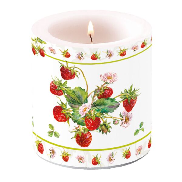 Kerze klein Candle small Format: Ø 7,5 cm x 9 cm 1 Kerze pro Packung Fresh Strawberries frische Erdbeeren