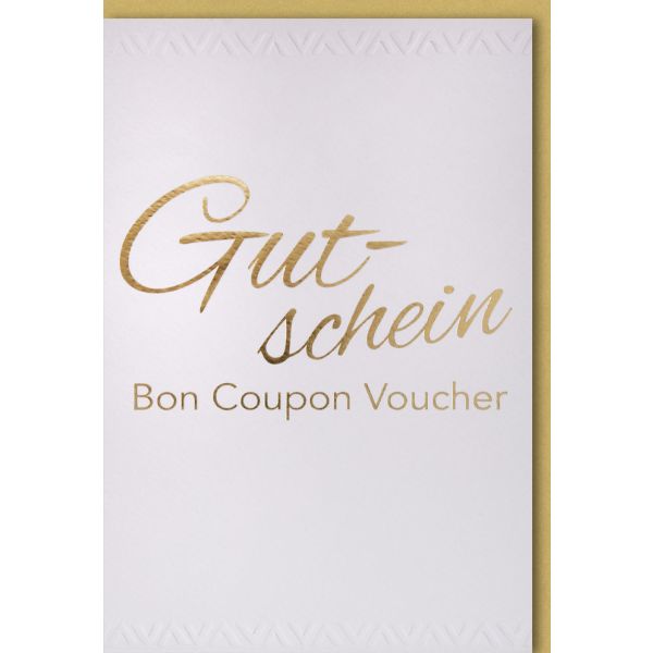 Gutschein Glückwunschkarte mit Umschlag Goldene Schrift Gutschein Bon Coupon Voucher