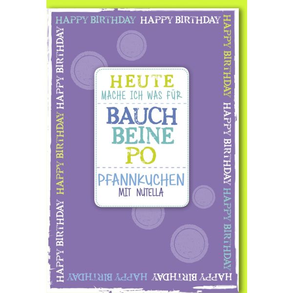 Geburtstag Glückwunschkarte mit Umschlag Magnet Bauch Beine Po Happy Birthday