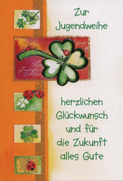 Jugendweihe - Glückwunschkarte im Format 11,5 x 17 cm mit Briefumschlag