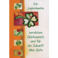 Jugendweihe Glückwunschkarte mit Umschlag  Kleeblatt...