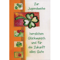 Jugendweihe Glückwunschkarte mit Umschlag  Kleeblatt...