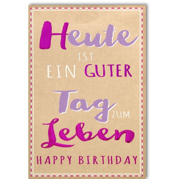 A Geburtstag Glückwunschkarte mit Umschlag Guter Tag Happy Birthday