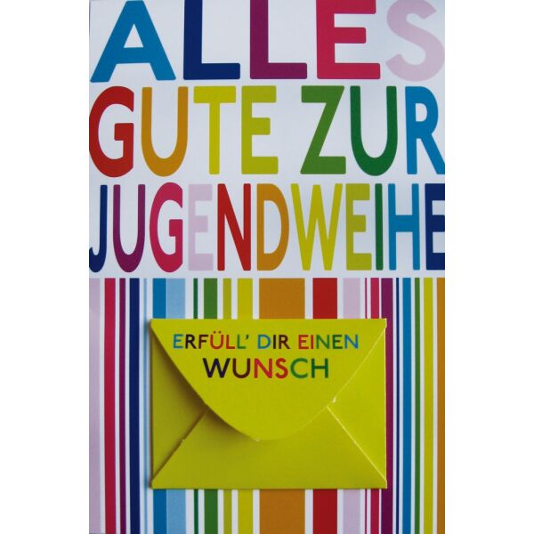 A - Jugendweihe  Geldkarte mit Umschlag Wunscherfüller