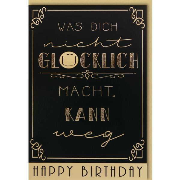 A Geburtstag Glückwunschkarte mit Umschlag Hipsta Nicht Glücklich kann Weg Happy Birthday