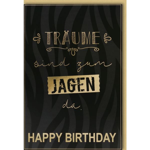 Geburtstag Hipsta Glückwunschkarte mit Umschlag Träume sind zum jagen da