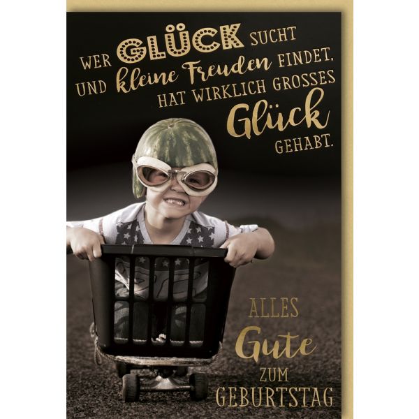 Geburtstag Hipsta Glückwunschkarte mit Umschlag Glück Kleine Freuden Alles Gute