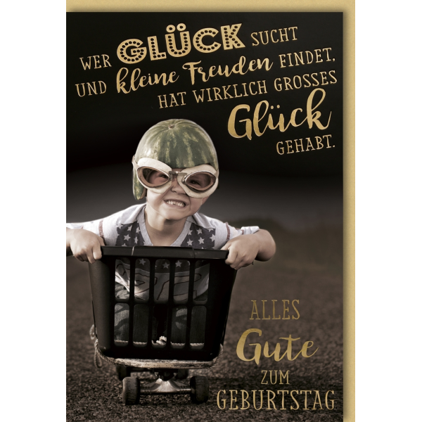 Geburtstag Hipsta Glückwunschkarte mit Umschlag Glück Kleine Freuden Alles Gute