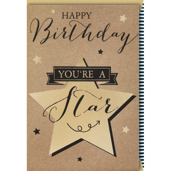 Geburtstag Glückwunschkarte mit Umschlag Youre a Star Happy Birthday