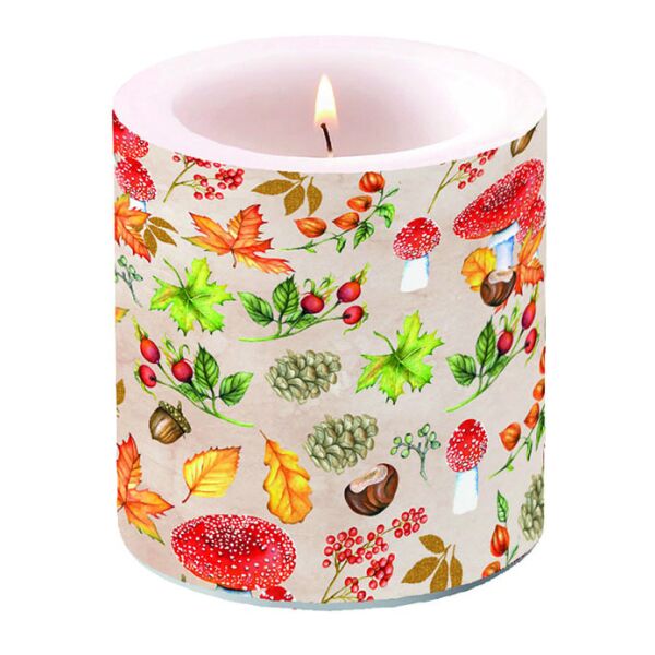 Kerze klein Candle small Format: Ø 7,5 cm x 9 cm 1 Kerze pro Packung Autumn Pattern Herbstmuster