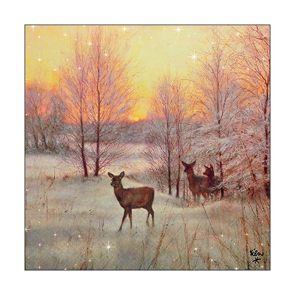 A Servietten Lunch 33 x 33 cm 3-lagig 20 Servietten Deer At Sunset Hirsch Reh bei Sonnenuntergang
