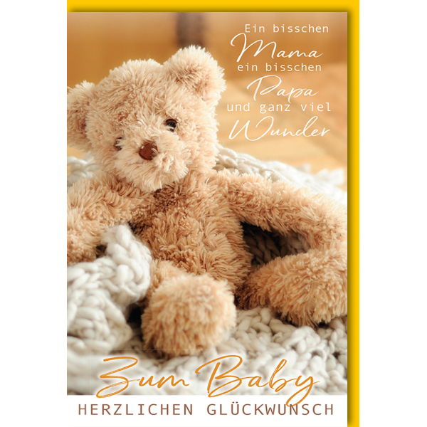 UK Greetings Babykarte Zur Geburt Eines Jungen – Teddybär-Design, 165x165 Mm, Mit Umschlag