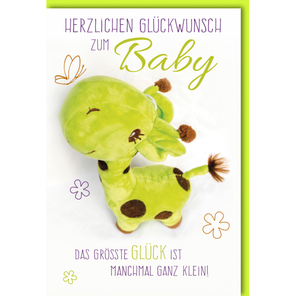 Geburt Baby Freudiges Ereignis Karte mit Umschlag Das größte Glück Giraffe
